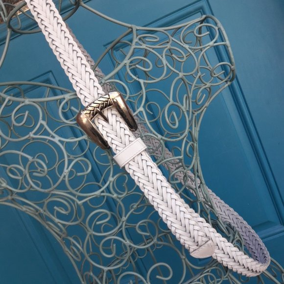 Genuine Leather Belt Braided White Woven Multi Loop Real Leather Belt Womens main image 5